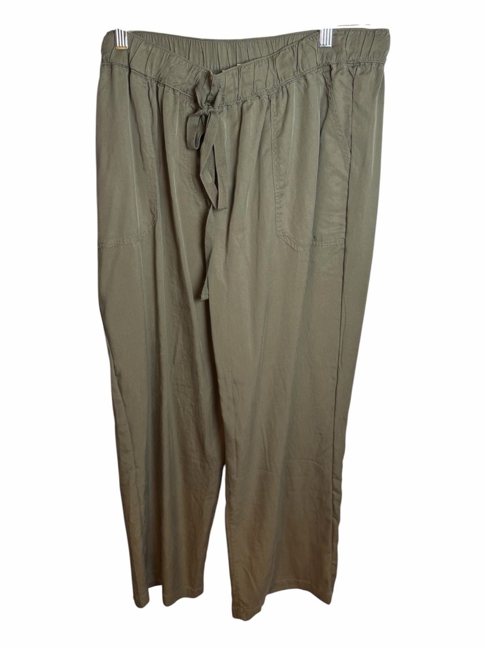 Workshop Green Lyocell Twill Drawstring Pants Elastic Waist Pockets 1X